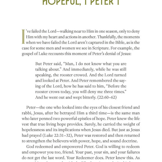 Book page with chapter title From Hopeless to Hopeful on a white background from a women's Bible study on 1 Peter
