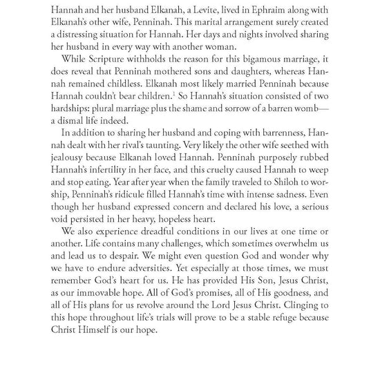 Text from Closer to God: 10-week prayer study book discussing Hannah's story and reflecting on it.