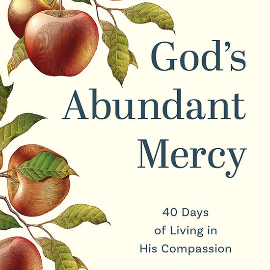 Cover of 'God's Abundant Mercy' with apples and leaves illustration