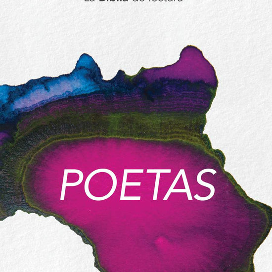 Portada del libro “Inmersión: Poetas – La Biblia de lectura” con diseño en tonos morados, azules y verdes sobre fondo blanco.
