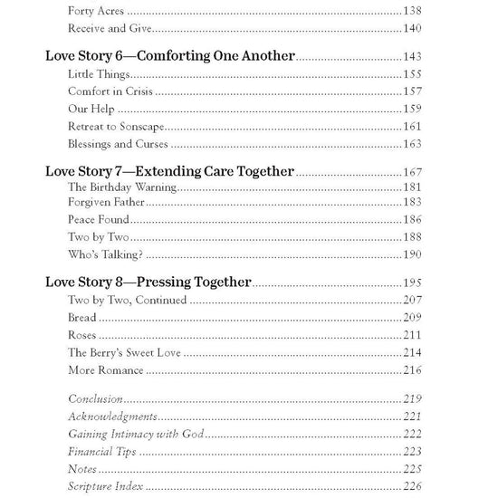 Table of contents with such chapters as Managing God's Gifts Together and Comforting One Another in Not Easily Broken book by Joyce & Steve Dinkins