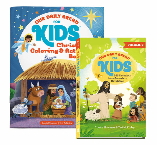 Our Daily Bread for Kids: 365 Devotions from Genesis to Revelation & Christmas Coloring and Activity Book Set