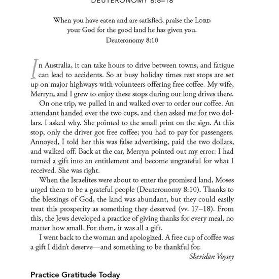 Devotional from July 22 entitled Grateful for Everything in  'Count Your Blessings: 365-Day Devotional" book from Our Daily Bread Ministries