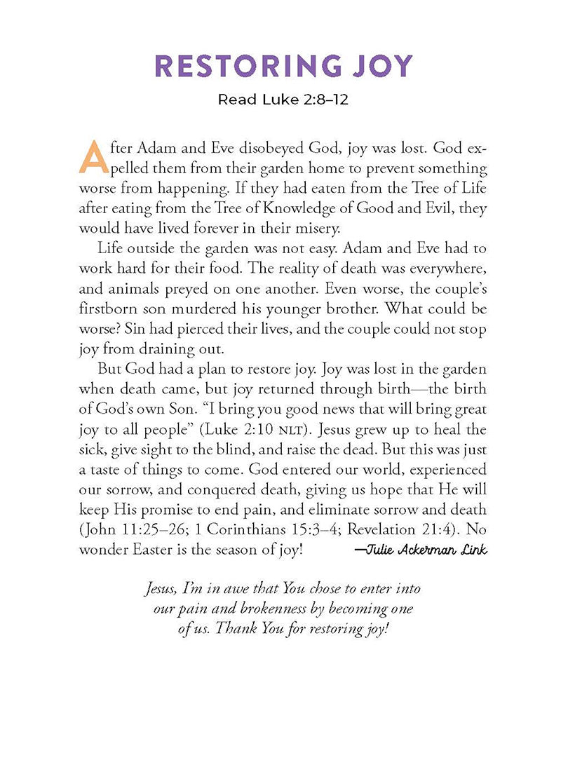 Evening devotional entitled Restoring Joy from A Joyful Easter devotional book by Our Daily Bread Publishing