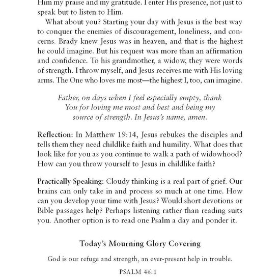 Text page with reflective and inspirational quotes on a white background from the book 'mourning glories' by Marilyn Nutter