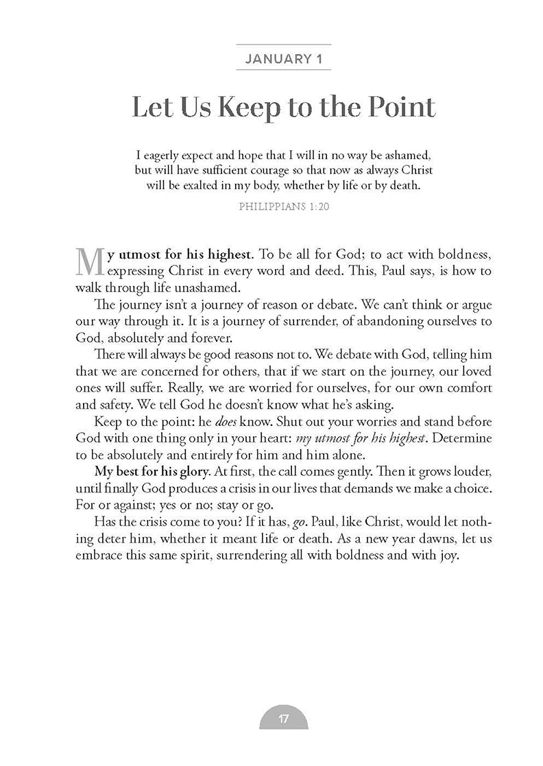 January 1 devotional from My Utmost For His Highest book by Oswald Chambers entitled Let Us Keep to the Point