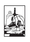 Interior page of Prayers for Ordinary Life book by Reclaim Today that features a black and white images of regular household items such as running shoes and laundry detergent