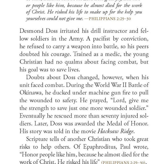 Text from April 23 devotional entitled 'A Risk For The Savior' with a decorative mountain image in the corner from the 'Stand Strong: 365 Devotions For Men By Men' book by Our Daily Bread